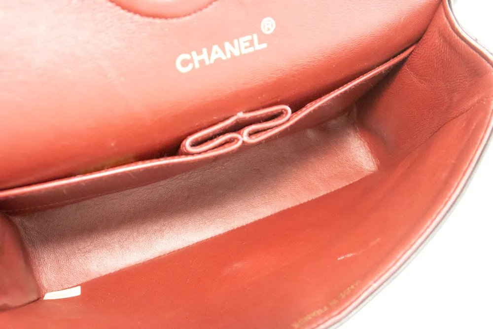 CHANEL Classic Double Flap 10" Chain Shoulder Bag Black Lambskin n72