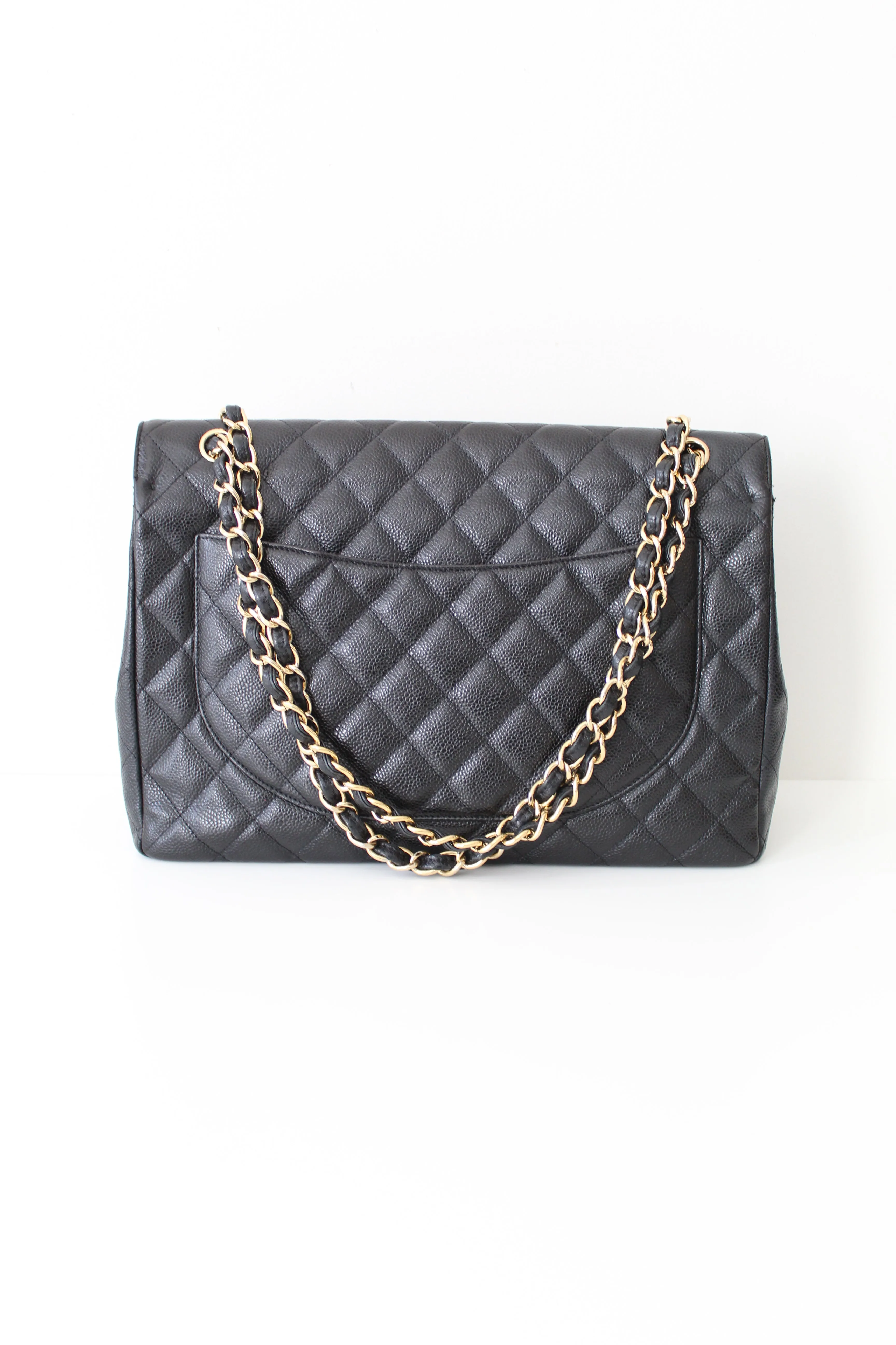 Chanel Classic Single Flap Bag Quilted Caviar Maxi