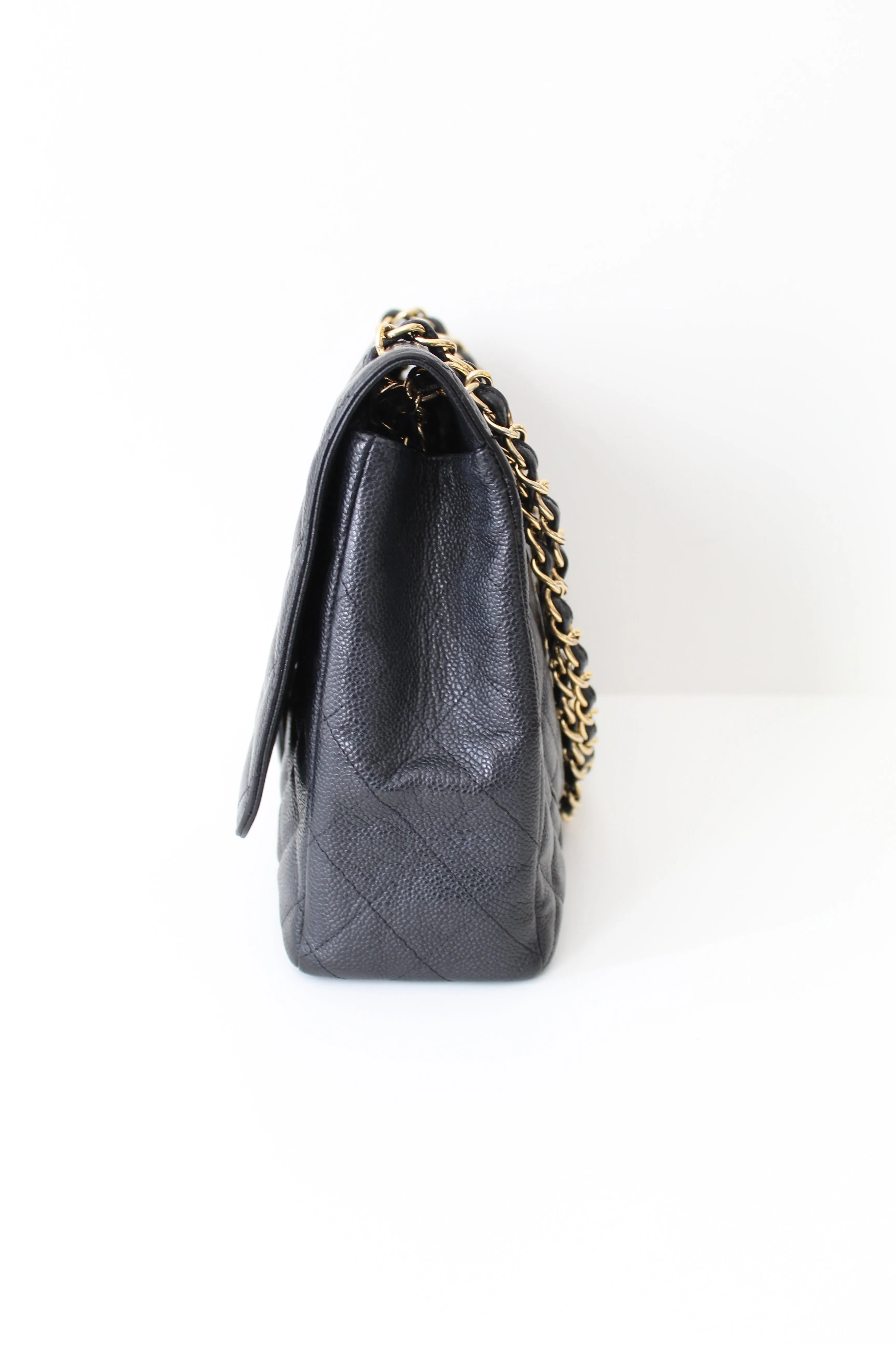 Chanel Classic Single Flap Bag Quilted Caviar Maxi