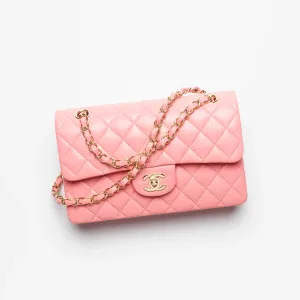 Chanel Coral Pink Caviar Small Classic Flap Bag