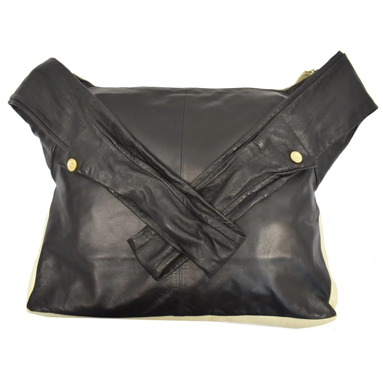 CHANEL Girl Large Lambskin Shoulder Bag Beige/Black