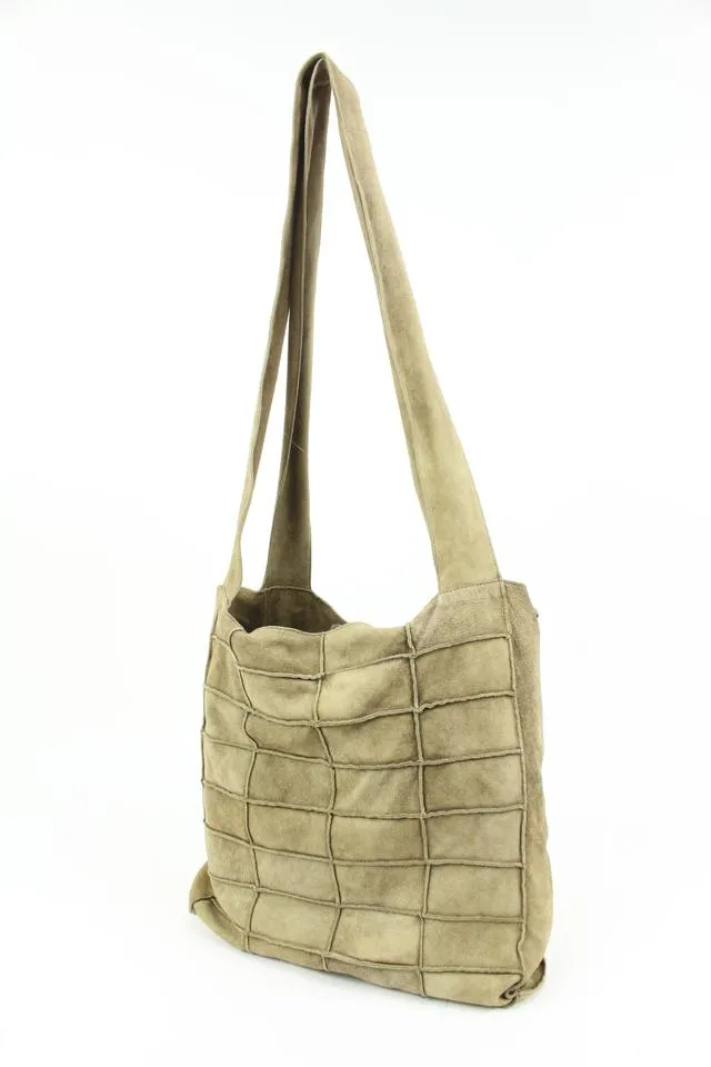 Chanel Light Brown Suede Patchwork Messenger Shopper Bag 87cz418s