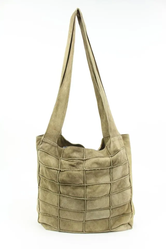 Chanel Light Brown Suede Patchwork Messenger Shopper Bag 87cz418s