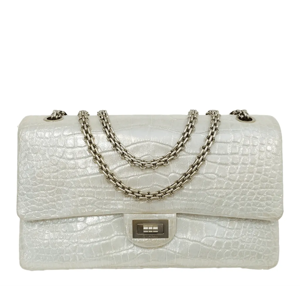 Chanel Reissue 2.55 Bag Silver Metallic Alligator