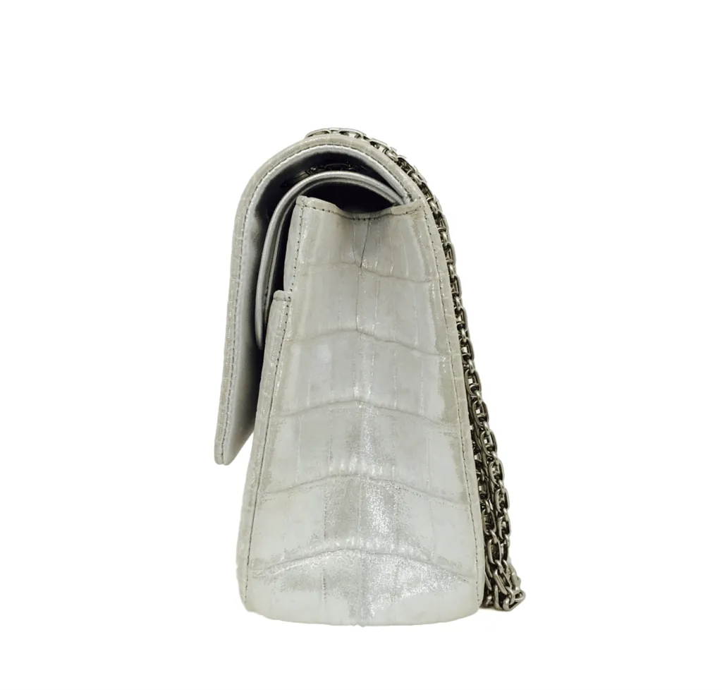 Chanel Reissue 2.55 Bag Silver Metallic Alligator