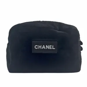 CHANEL VIP Gift Fluffy Faux Fur Makeup Travel Pouch - Black New w/Out Tags
