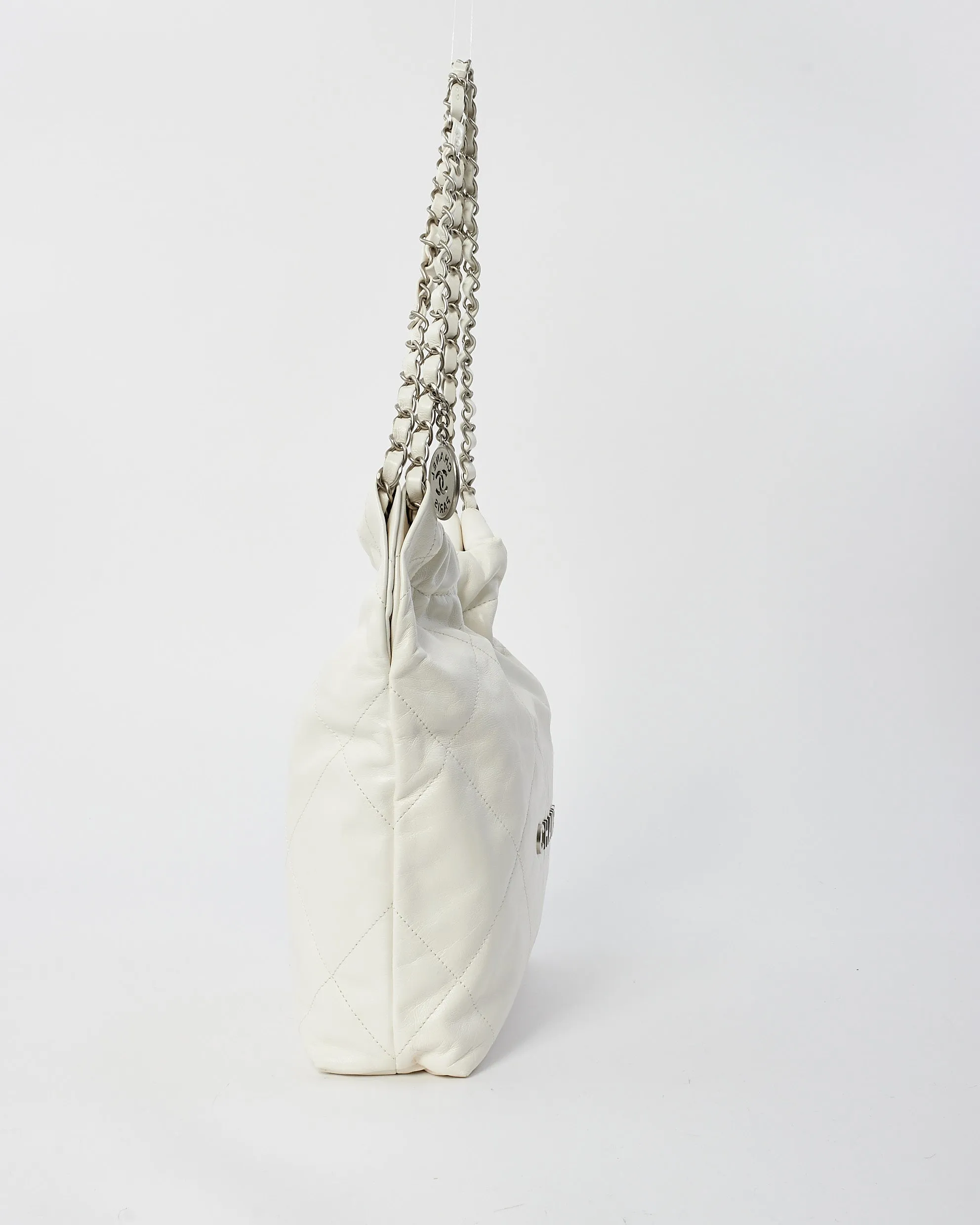 Chanel White Lambskin Leather Chanel 22 Shoulder Bag
