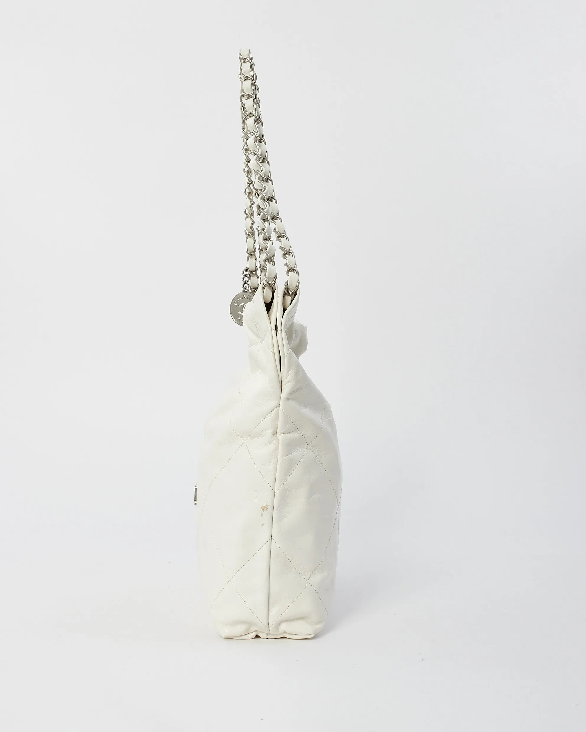 Chanel White Lambskin Leather Chanel 22 Shoulder Bag