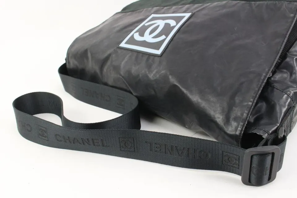 Chanel XL Black Sports Logo CC Messenger Crossbody Bag 71ck315s