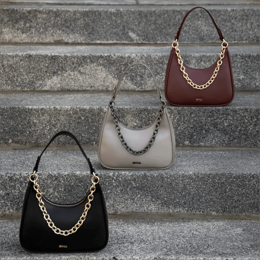 Charlie Vegan Leather Shoulder Bag | Black