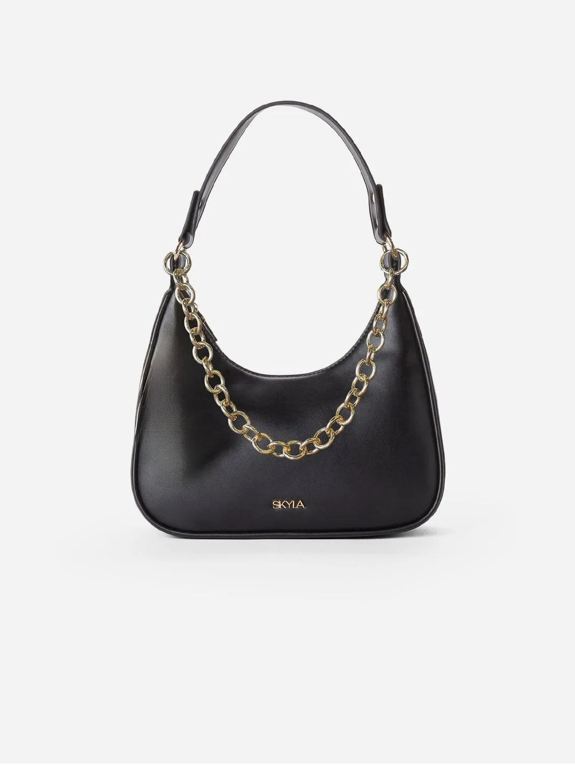 Charlie Vegan Leather Shoulder Bag | Black