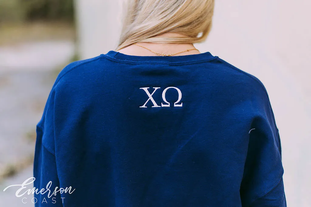 Chi O Embroidered Dad's Weekend Sweatshirt