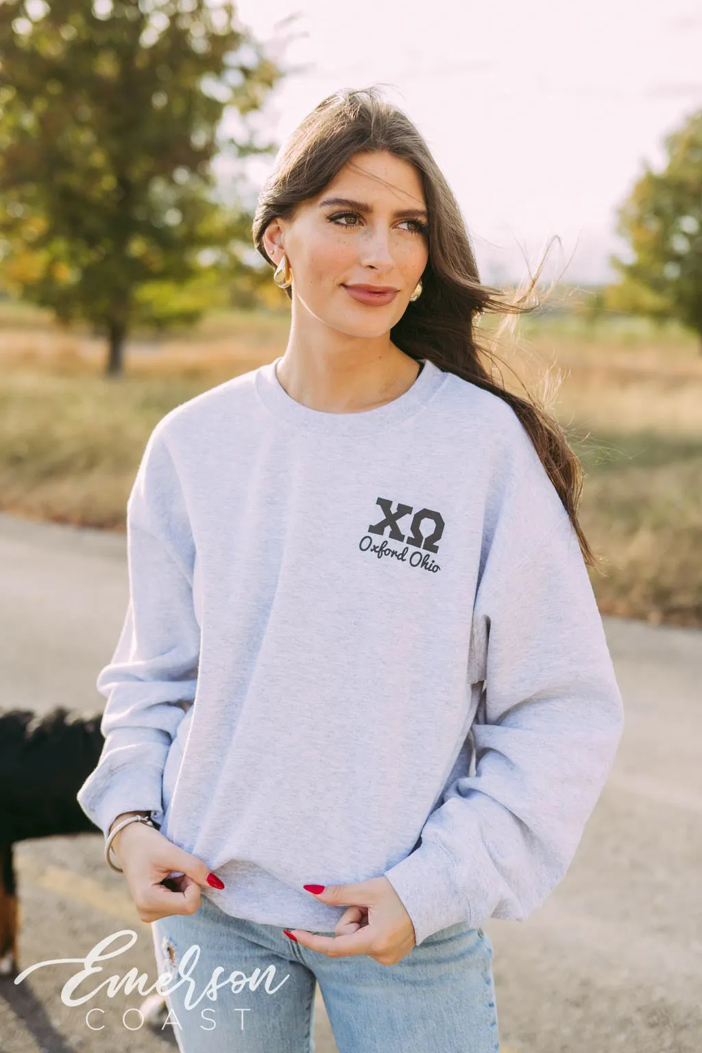Chi Omega Spirit Owls Dude's Weekend Crewneck