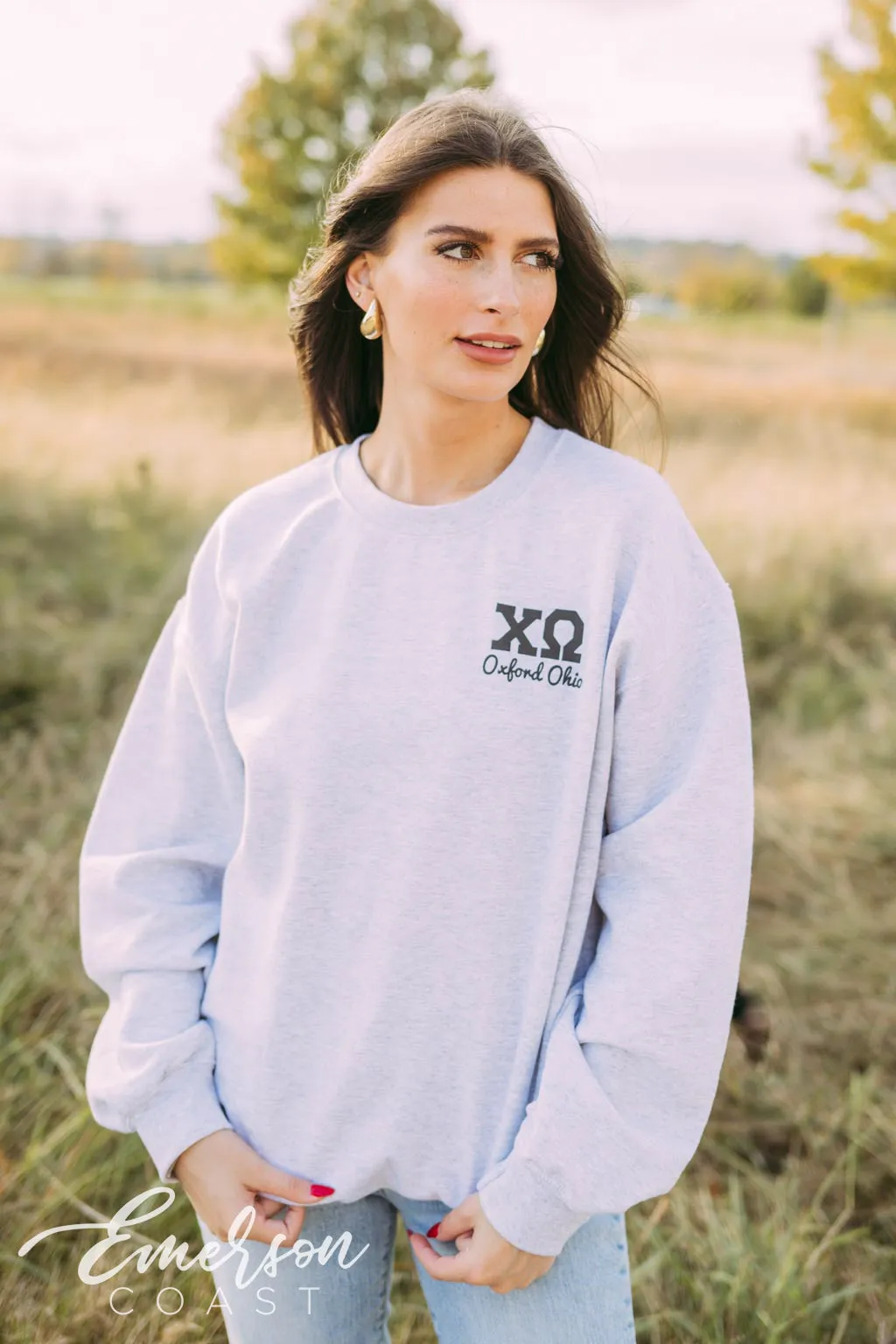 Chi Omega Spirit Owls Dude's Weekend Crewneck