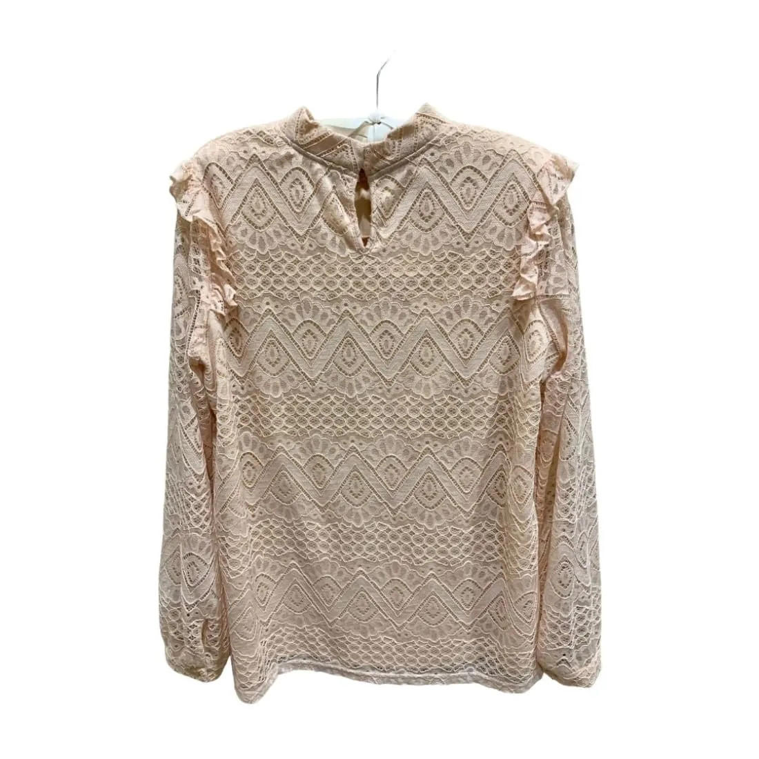 Chic Lace Ruffle-Shoulder Top in Blush Apricot