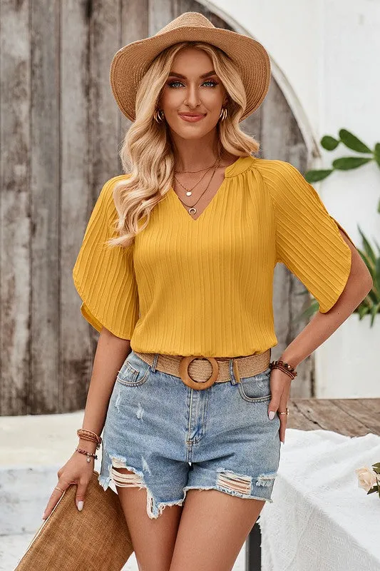 Chic Pleats Open Shoulder Blouse