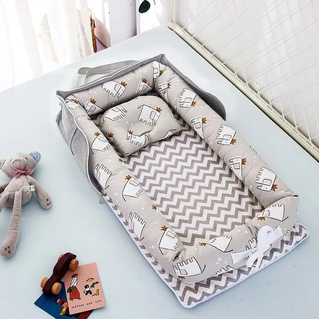 CHICURE- Portable Newborn Baby Crib Nest Bed for Baby Boys Girls Travel Infant Cotton Cradle Crib Baby Sleeping Set