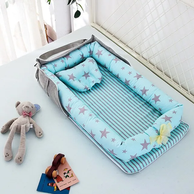 CHICURE- Portable Newborn Baby Crib Nest Bed for Baby Boys Girls Travel Infant Cotton Cradle Crib Baby Sleeping Set