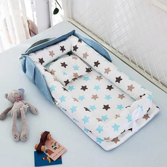 CHICURE- Portable Newborn Baby Crib Nest Bed for Baby Boys Girls Travel Infant Cotton Cradle Crib Baby Sleeping Set