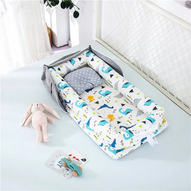 CHICURE- Portable Newborn Baby Crib Nest Bed for Baby Boys Girls Travel Infant Cotton Cradle Crib Baby Sleeping Set