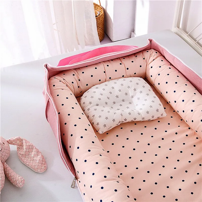CHICURE- Portable Newborn Baby Crib Nest Bed for Baby Boys Girls Travel Infant Cotton Cradle Crib Baby Sleeping Set