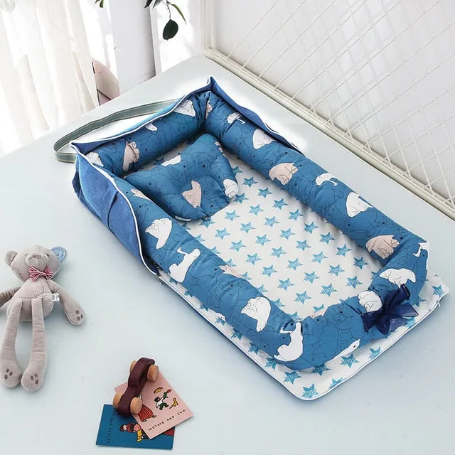 CHICURE- Portable Newborn Baby Crib Nest Bed for Baby Boys Girls Travel Infant Cotton Cradle Crib Baby Sleeping Set