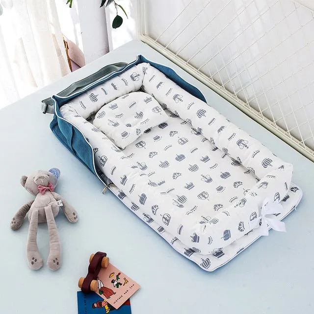 CHICURE- Portable Newborn Baby Crib Nest Bed for Baby Boys Girls Travel Infant Cotton Cradle Crib Baby Sleeping Set