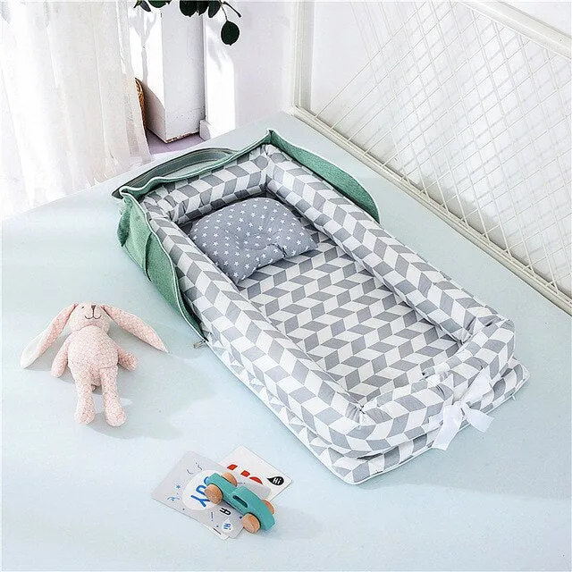 CHICURE- Portable Newborn Baby Crib Nest Bed for Baby Boys Girls Travel Infant Cotton Cradle Crib Baby Sleeping Set