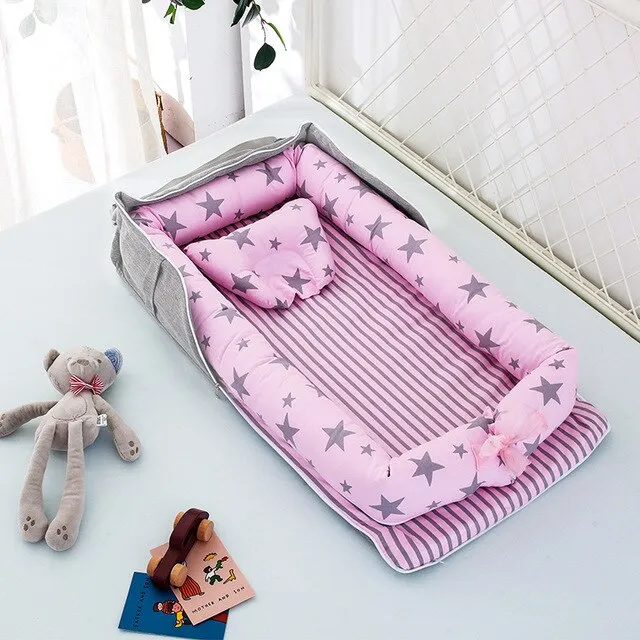 CHICURE- Portable Newborn Baby Crib Nest Bed for Baby Boys Girls Travel Infant Cotton Cradle Crib Baby Sleeping Set