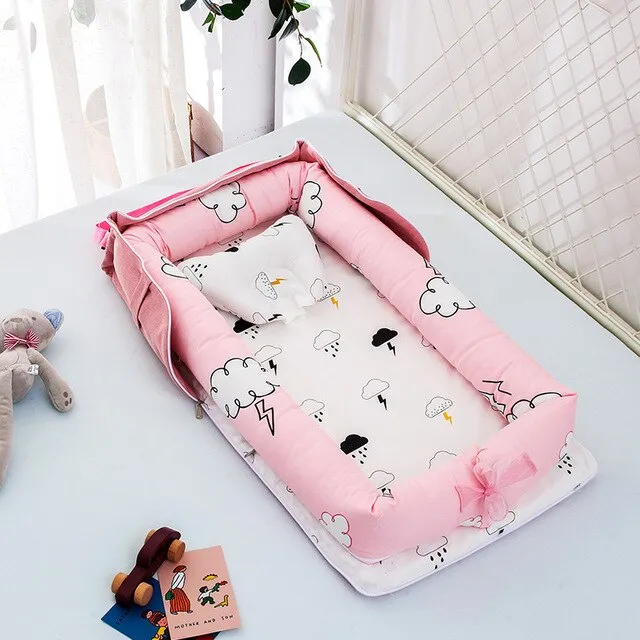 CHICURE- Portable Newborn Baby Crib Nest Bed for Baby Boys Girls Travel Infant Cotton Cradle Crib Baby Sleeping Set