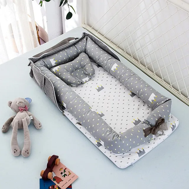 CHICURE- Portable Newborn Baby Crib Nest Bed for Baby Boys Girls Travel Infant Cotton Cradle Crib Baby Sleeping Set