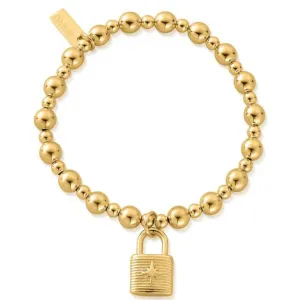 ChloBo Small Ball Padlock Bracelet - Gold