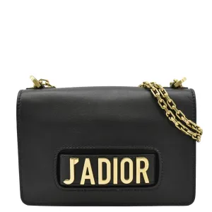CHRISTIAN DIOR J'Adior Medium Leather Flap Chain Shoulder Bag Black