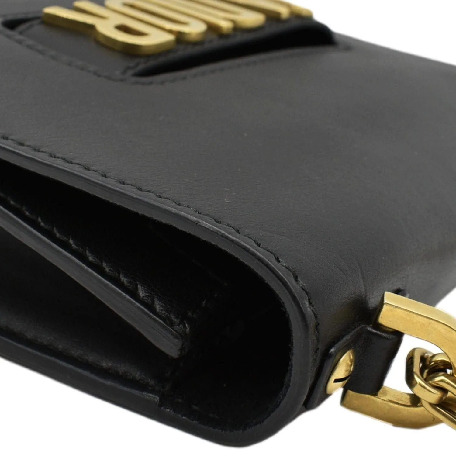 CHRISTIAN DIOR J'Adior Medium Leather Flap Chain Shoulder Bag Black