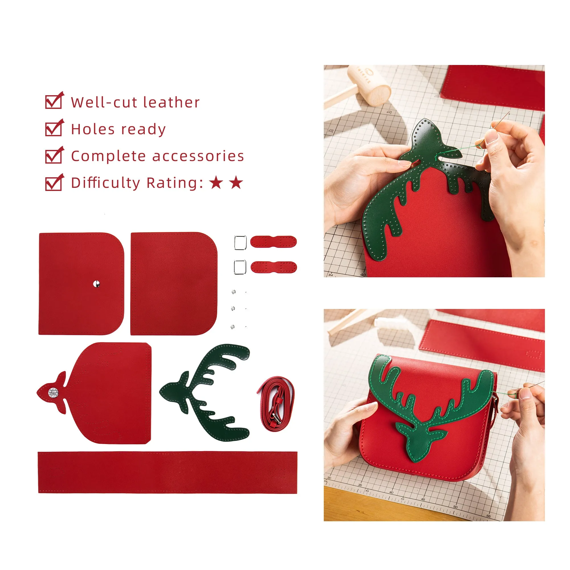 Christmas Elk Leather Bag Kit