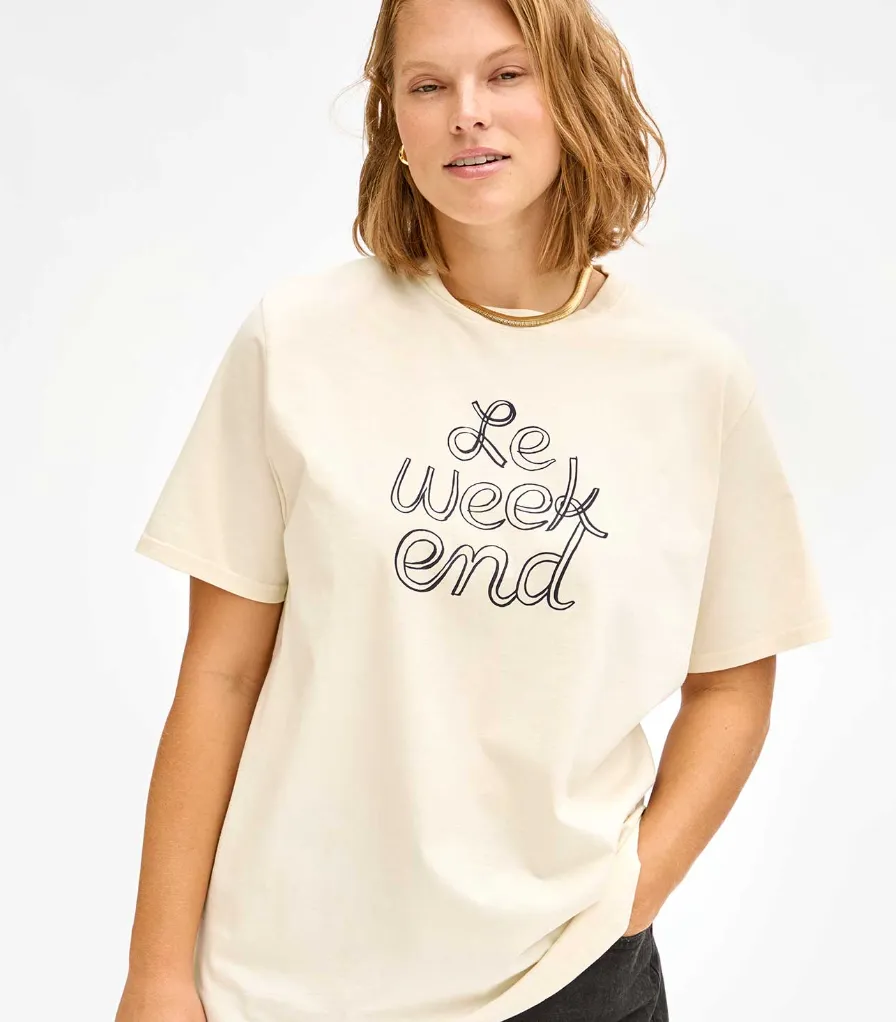 Clare V. - Le Weekend Original Tee Shirt - Cream/Navy