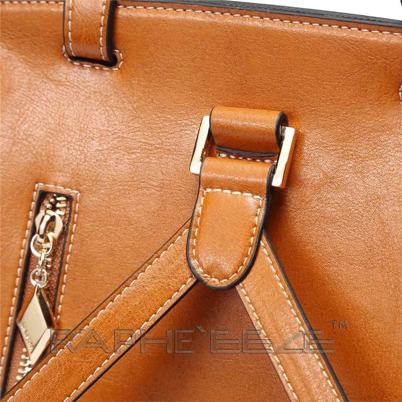 Classic Leather Brown Tote Bag for Woman-Mini Handbag