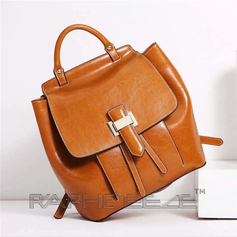 Classic Leather Brown Tote Bag for Woman-Mini Handbag