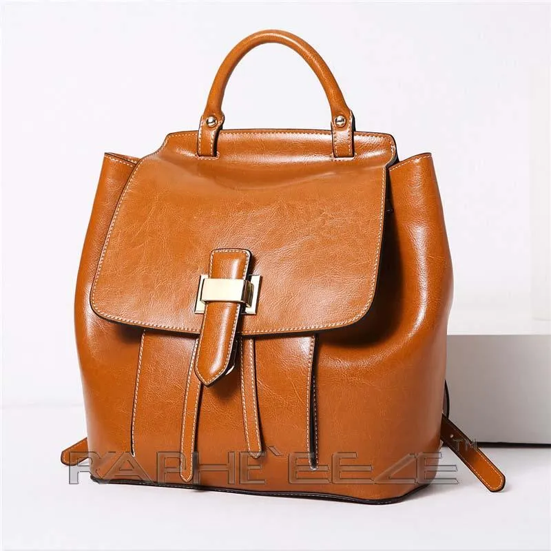 Classic Leather Brown Tote Bag for Woman-Mini Handbag