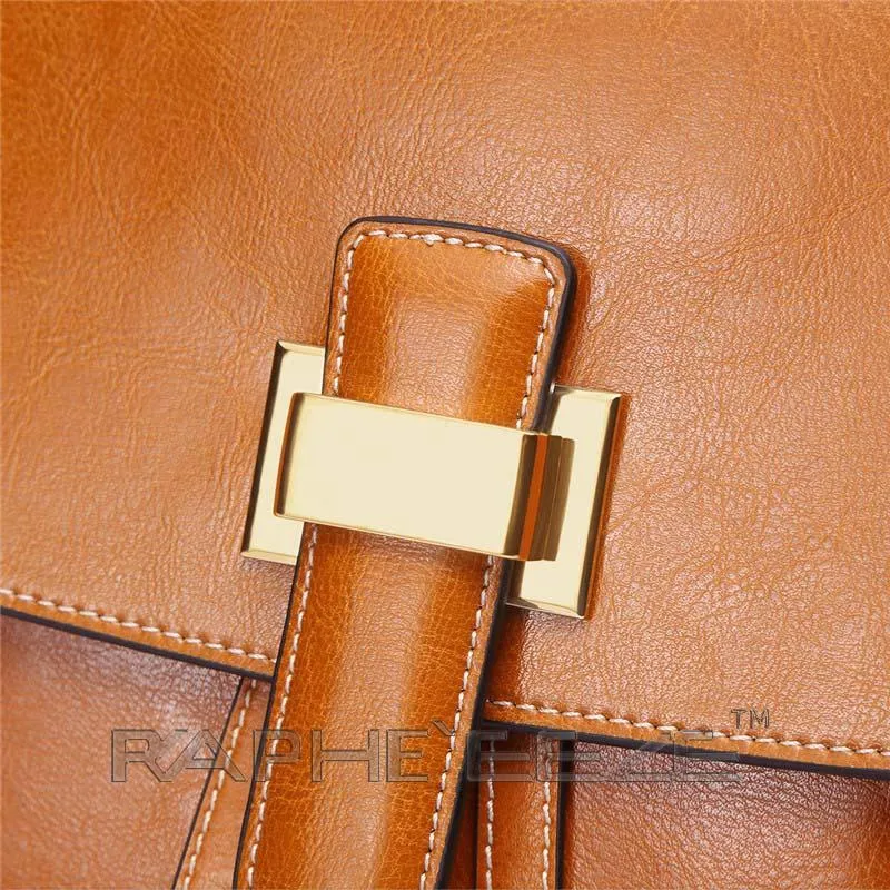 Classic Leather Brown Tote Bag for Woman-Mini Handbag