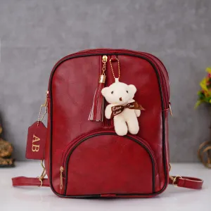 Classy Leather Customized Teddy Multipurpose Bag - Maroon