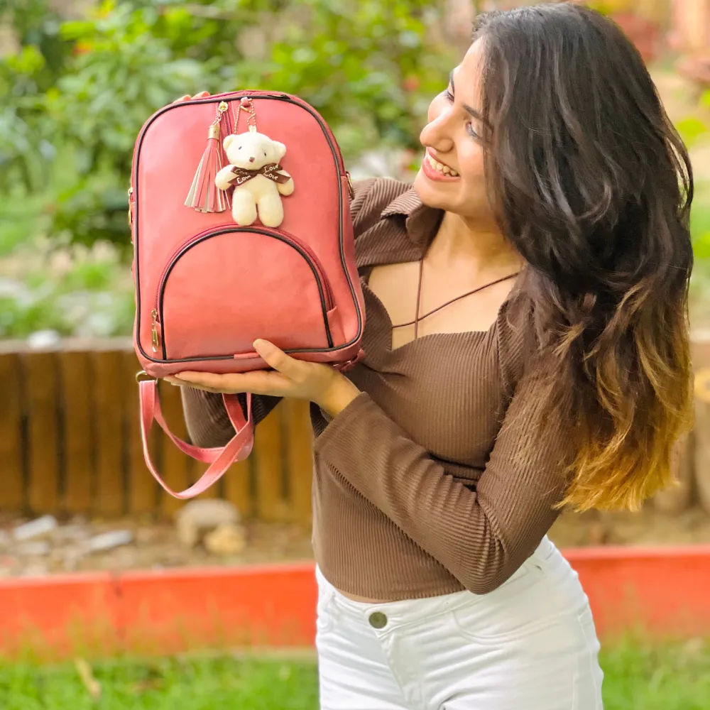 Classy Leather Customized Teddy Multipurpose Bag - Maroon