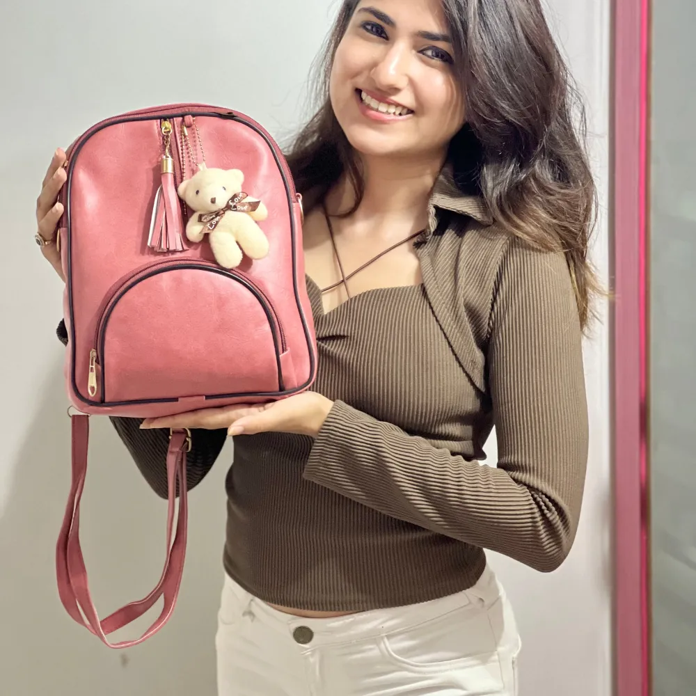 Classy Leather Customized Teddy Multipurpose Bag - Maroon