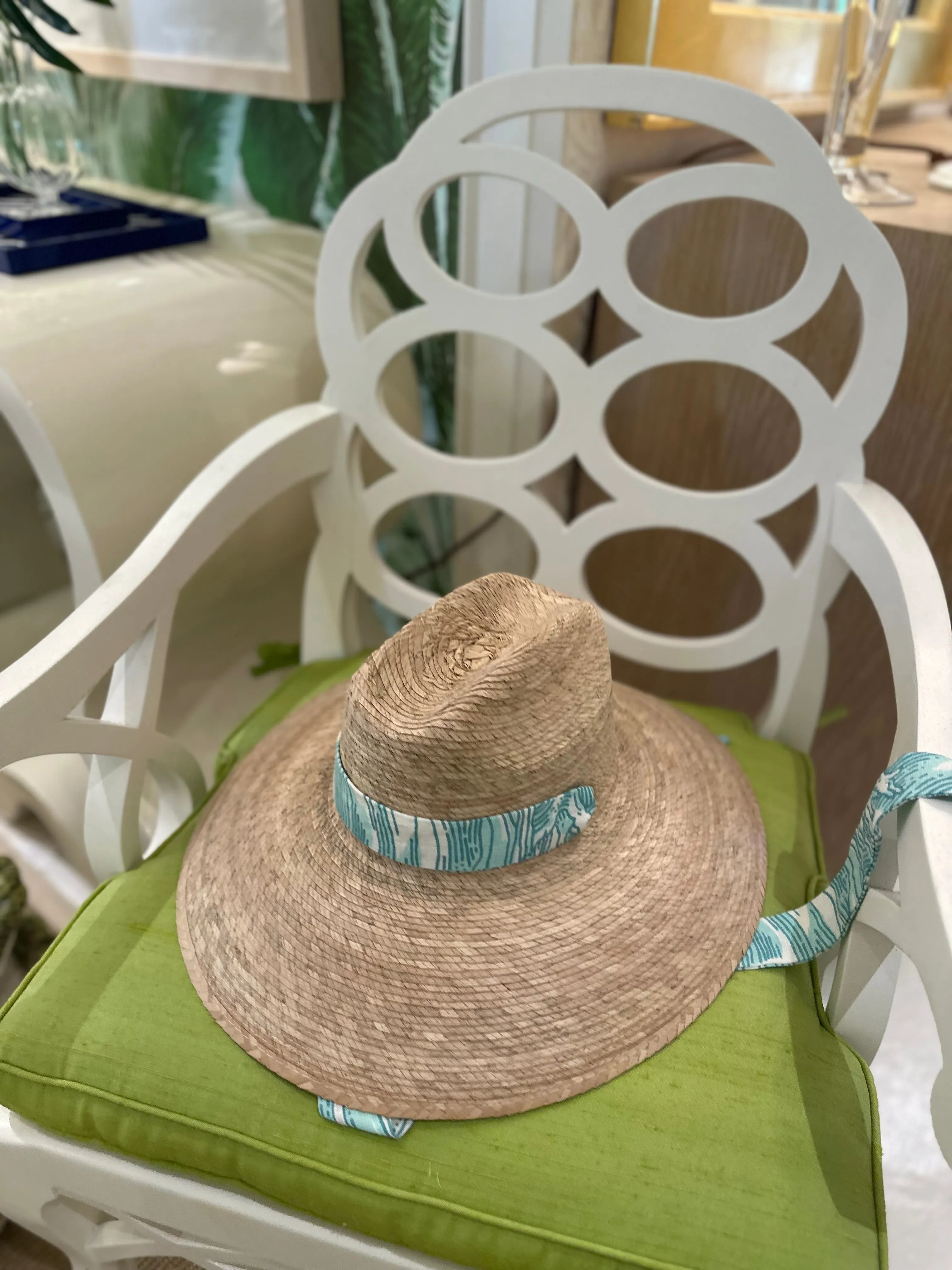 Clematis Bucket Hat - Meg Braff Designs "Picwic Stripe" Fabric Ribbon - Turquoise