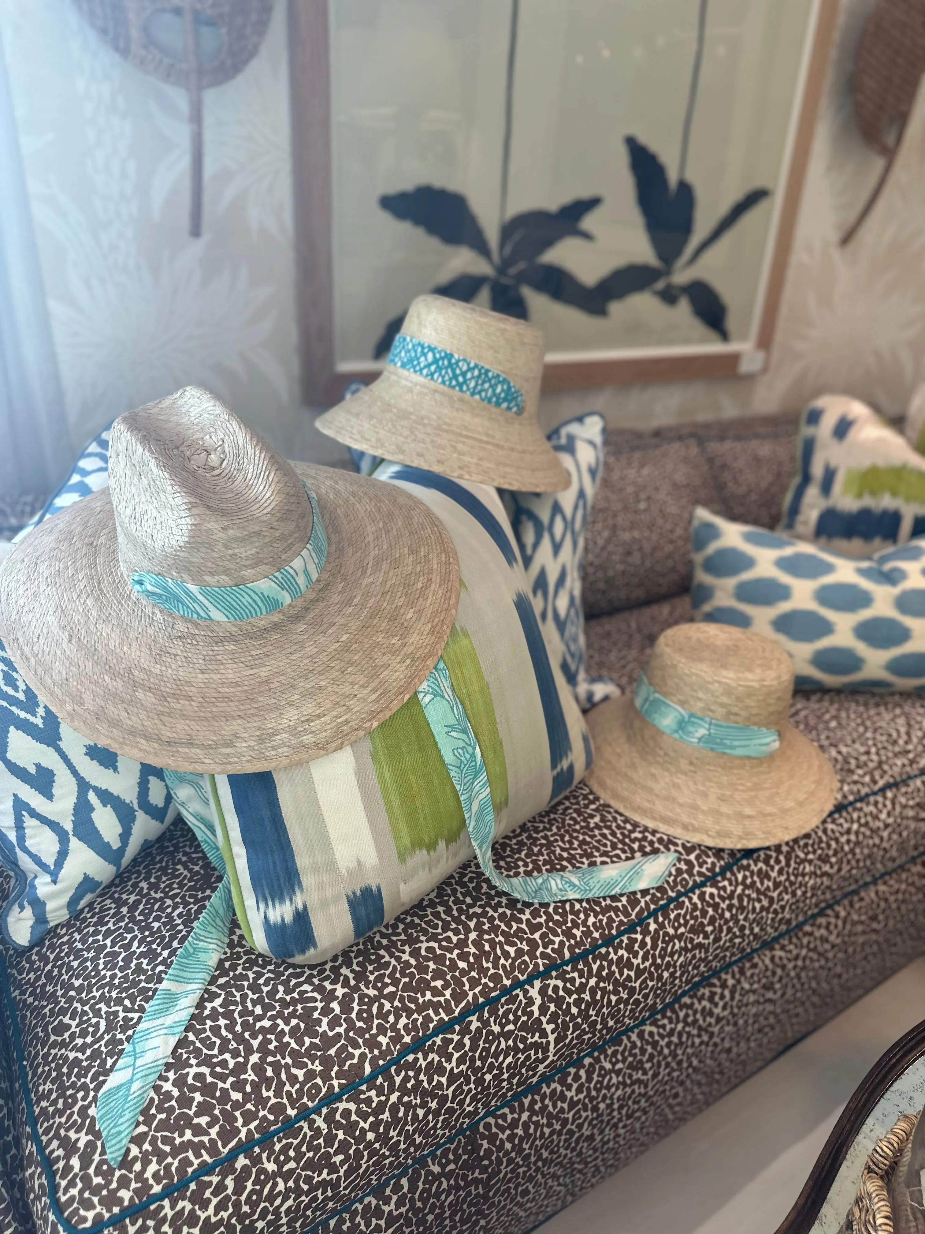Clematis Bucket Hat - Meg Braff Designs "Picwic Stripe" Fabric Ribbon - Turquoise