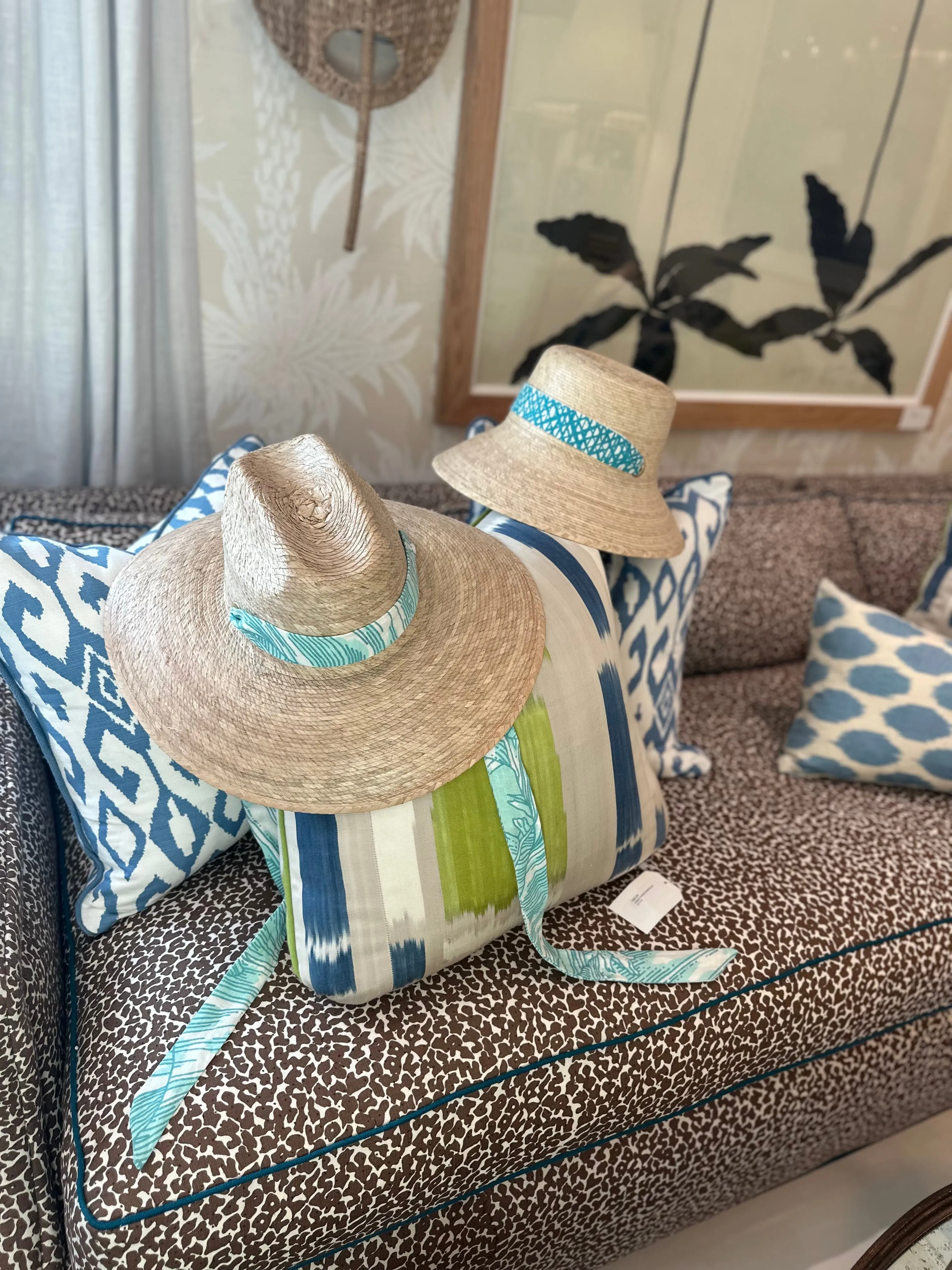 Clematis Bucket Hat - Meg Braff Designs "Picwic Stripe" Fabric Ribbon - Turquoise