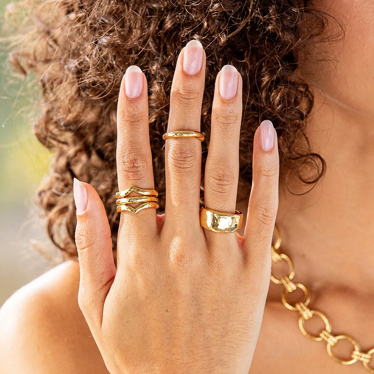 Cleopatra Slice Stacking Ring Set - Gold
