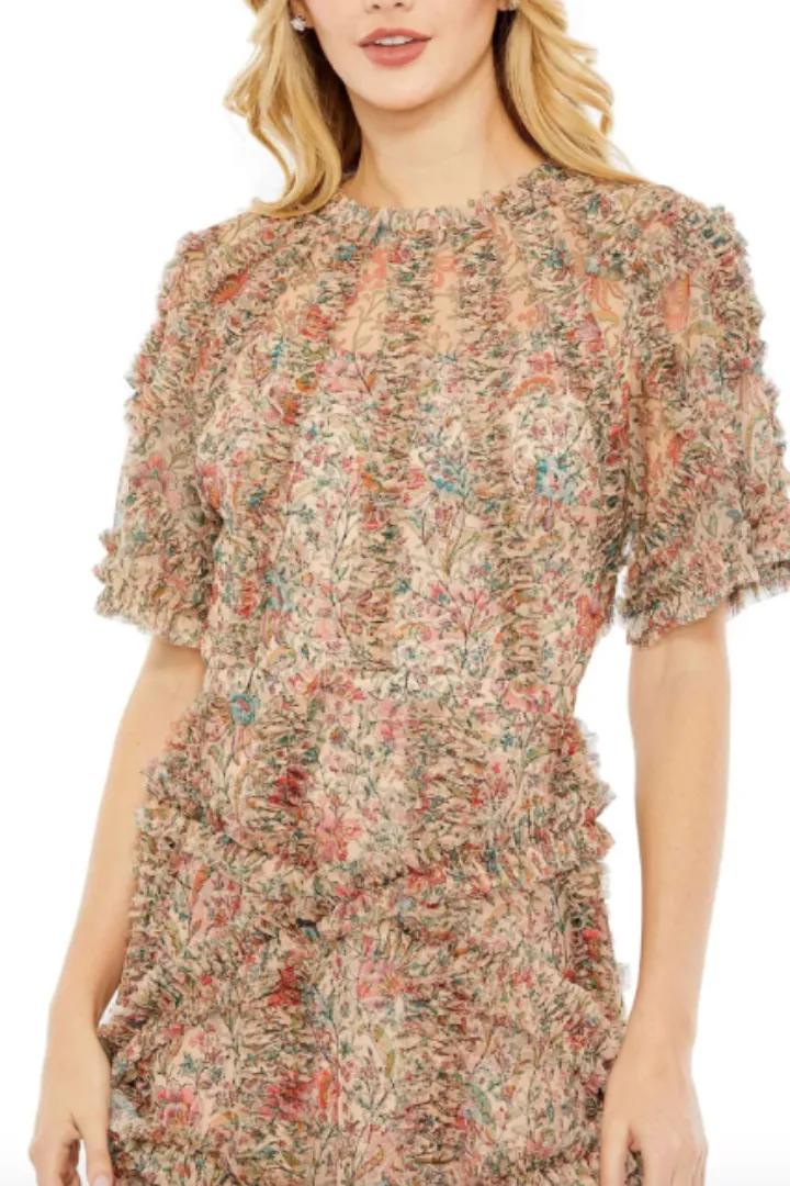 Clover Ruffle Midi Dress by Mac Duggal - RENTAL
