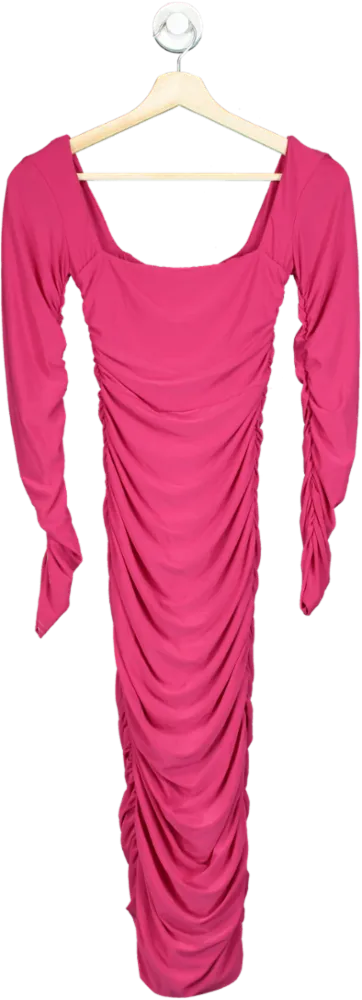 Club L Pink Long Sleeve Ruched Dress UK 8