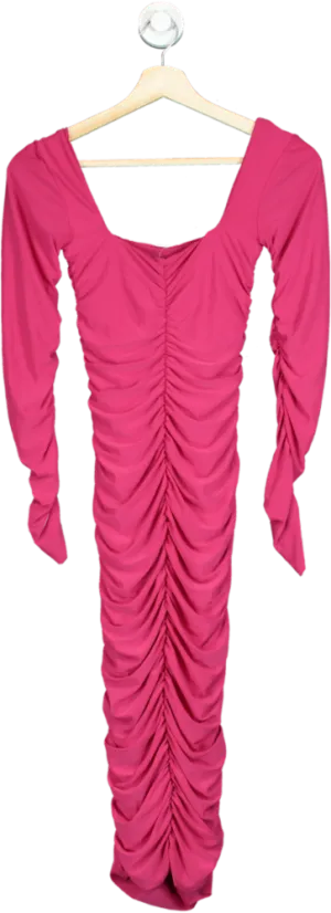 Club L Pink Long Sleeve Ruched Dress UK 8